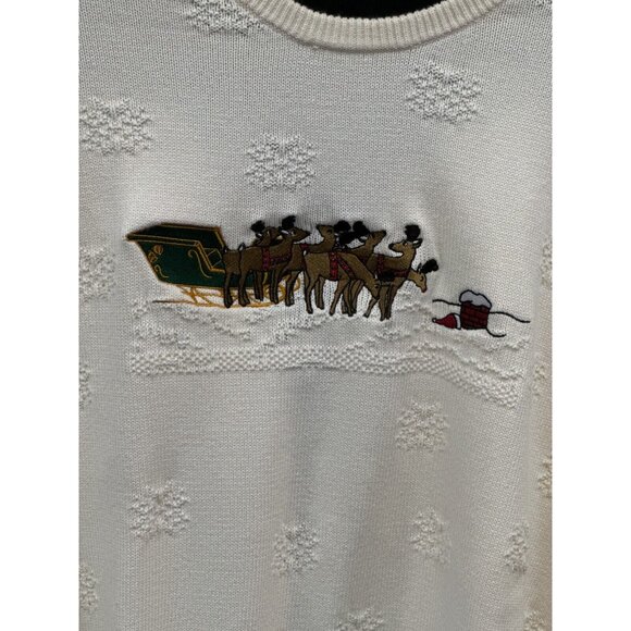 Roundtree & Yorke Mens White Slayer Holiday Pullover Sweater Size XL Long Sleeve - Picture 3 of 8